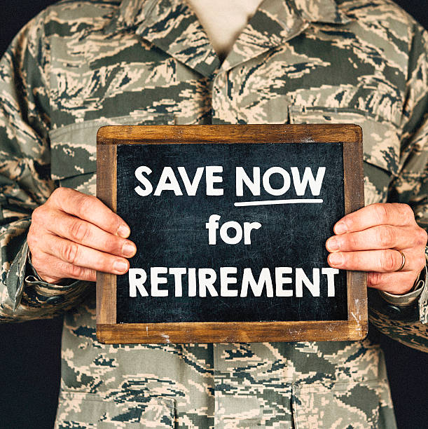 istock Military service member with reminder to save for retirement 496376744