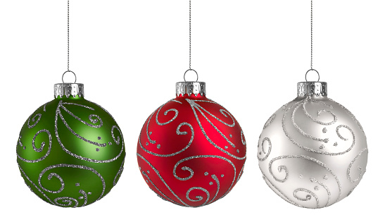 Christmas Ornaments isolated on a white background