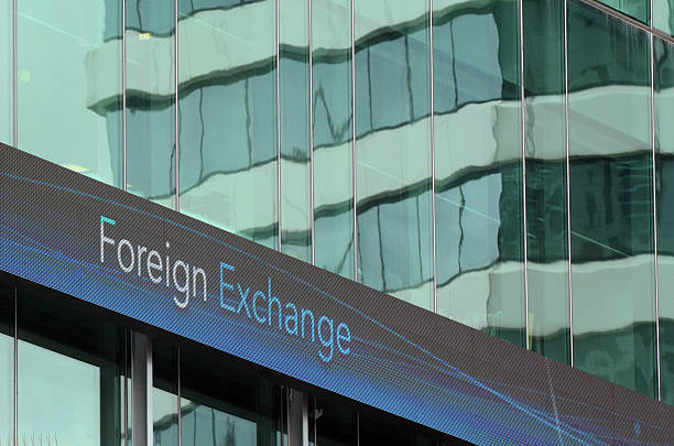 istock Foreign exchange sign on an outdoor board 496377444