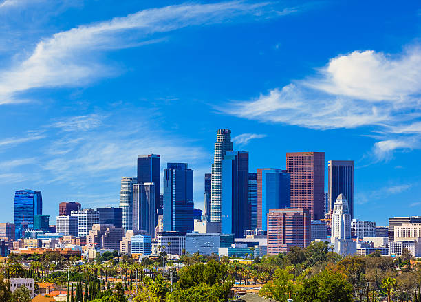 istock Cityscape includes skyscrapers of Los Angeles skyline, CA 496378548