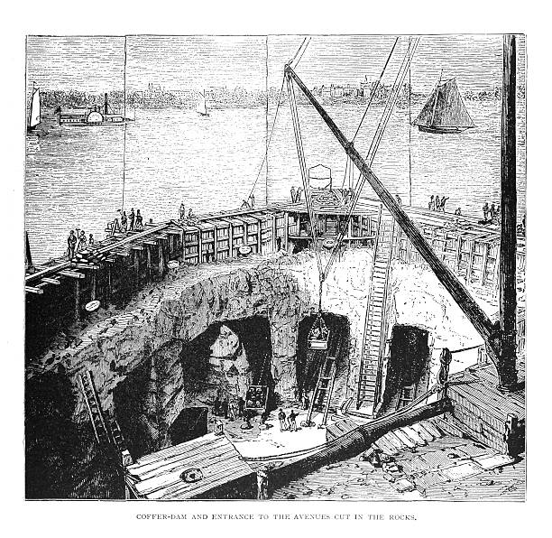 батардо и вход в пути - illustration and painting retro revival sailboat antique stock illustrations
