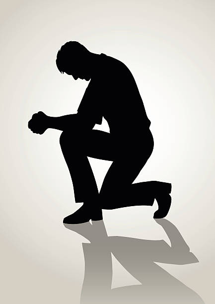 молиться - praying men god kneeling stock illustrations