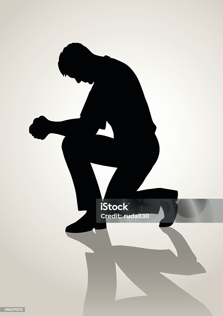 Praying Silhouette illustration of a man praying Praying stock vector