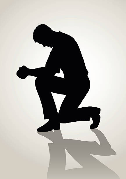 Praying Silhouette illustration of a man praying kneeling stock illustrations