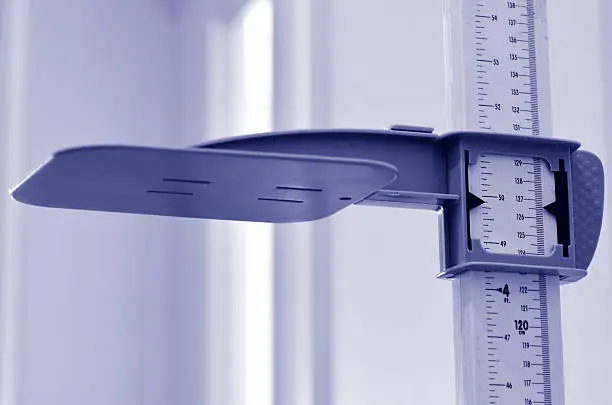 Stadiometer - human height measuring devices. close up. Concept photo of medical, lifestyle, height and growth.
