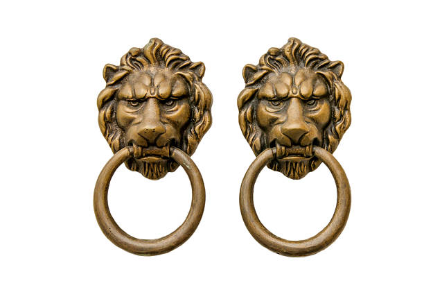istock lion - door knocker on white background. 496382046