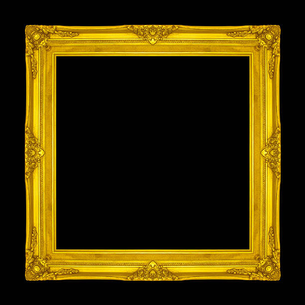 istock Frame wooden Carved pattern isolated on a black background. 496383432