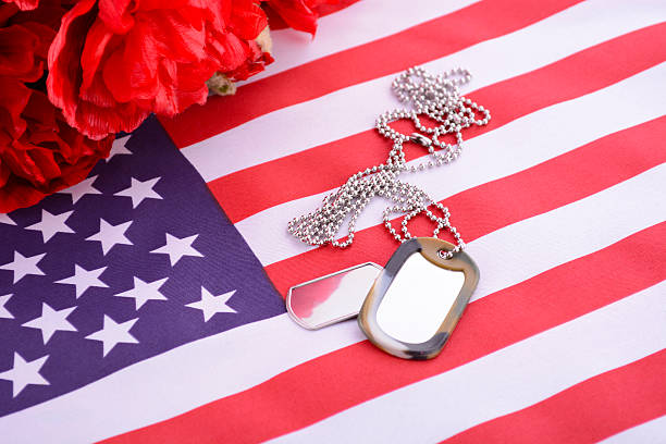 istock Veterans Day USA Flag with dog tags 496383842