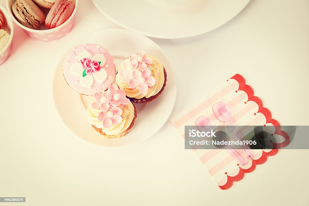 delicious dessert table for big party delicious dessert table served for the party 2015 Stock Photo