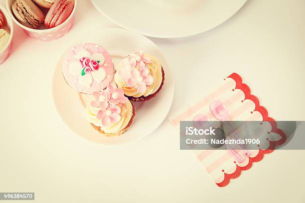 Delicious Dessert Table For Big Party Stock Photo - Download Image Now - 2015, Baked, Baked Pastry Item