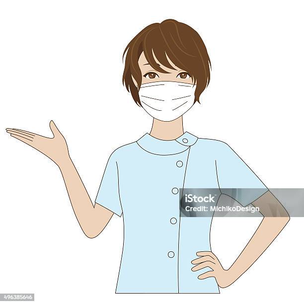 Female Dental Assistant Putting Her Palm Up Stock Illustration - Download Image Now - 2015, Adult, Adults Only