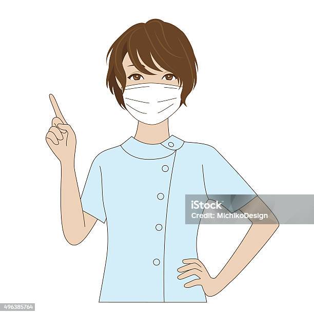 Dental Assistant Pointing Up Stock Illustration - Download Image Now - 2015, Adult, Adults Only