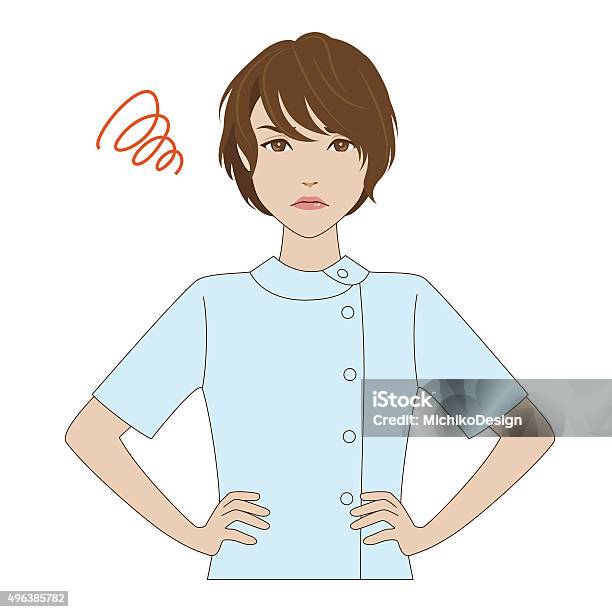 Angry Young Nurse In Pink Uniform Stock Illustration - Download Image Now - 2015, Adult, Adults Only