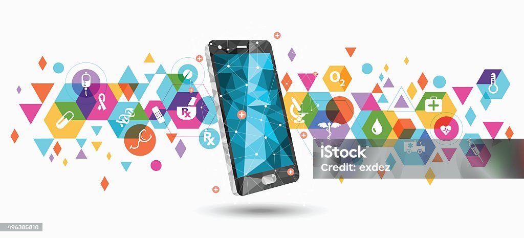 Healthcare service apps on smartphone Healthcare service made easy by internet and smartphones.  Healthcare And Medicine stock vector