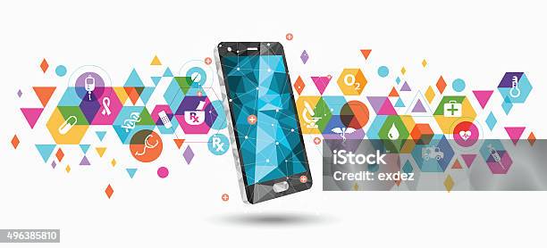 Healthcare Service Apps On Smartphone Stock Illustration - Download Image Now - Healthcare And Medicine, Mobile App, Pattern