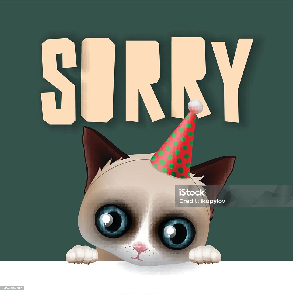 Cute Sad Cat Apologize Sorry Card Stock Illustration - Download ...