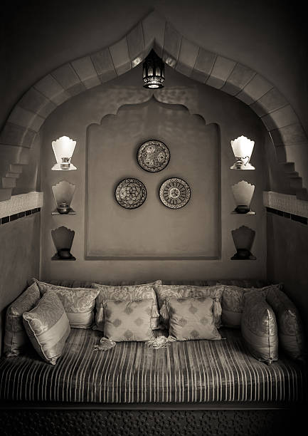 istock Moroccan Living-room Interior Design in Black&White 496387144