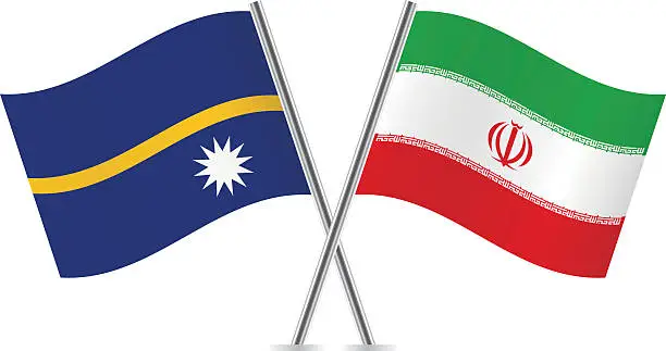 Vector illustration of Nauru and Iranian flags. Vector.
