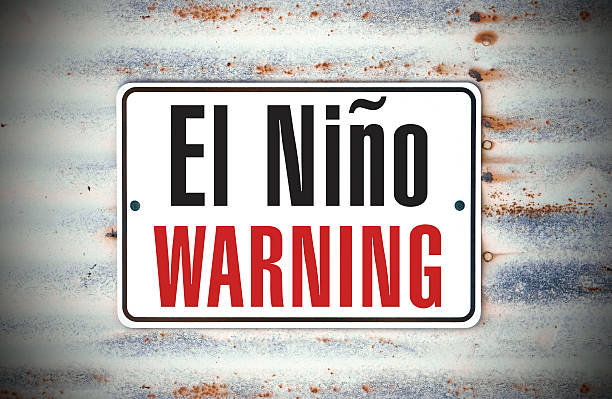 El Niño Warning A sign that says "El Niño Warning." el nino stock pictures, royalty-free photos & images