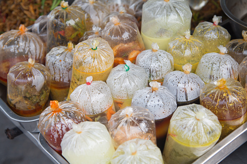 Street food in plastic bag