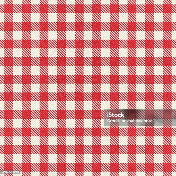 Red And White Textured Plaid Gingham Tablecloth Stock Illustration - Download Image Now - Plaid, Tablecloth, Checked Pattern