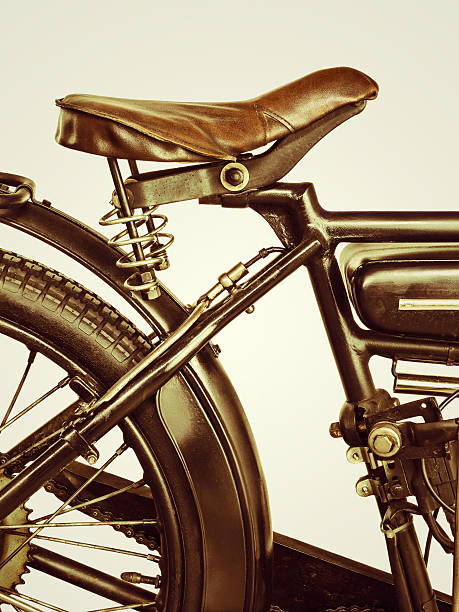 istock Retro styled image of a motorcycle on a retro background 496397173