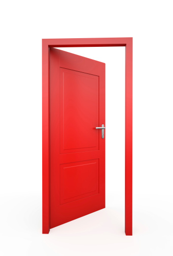 Open Red Door, Isolated on white , 3d render