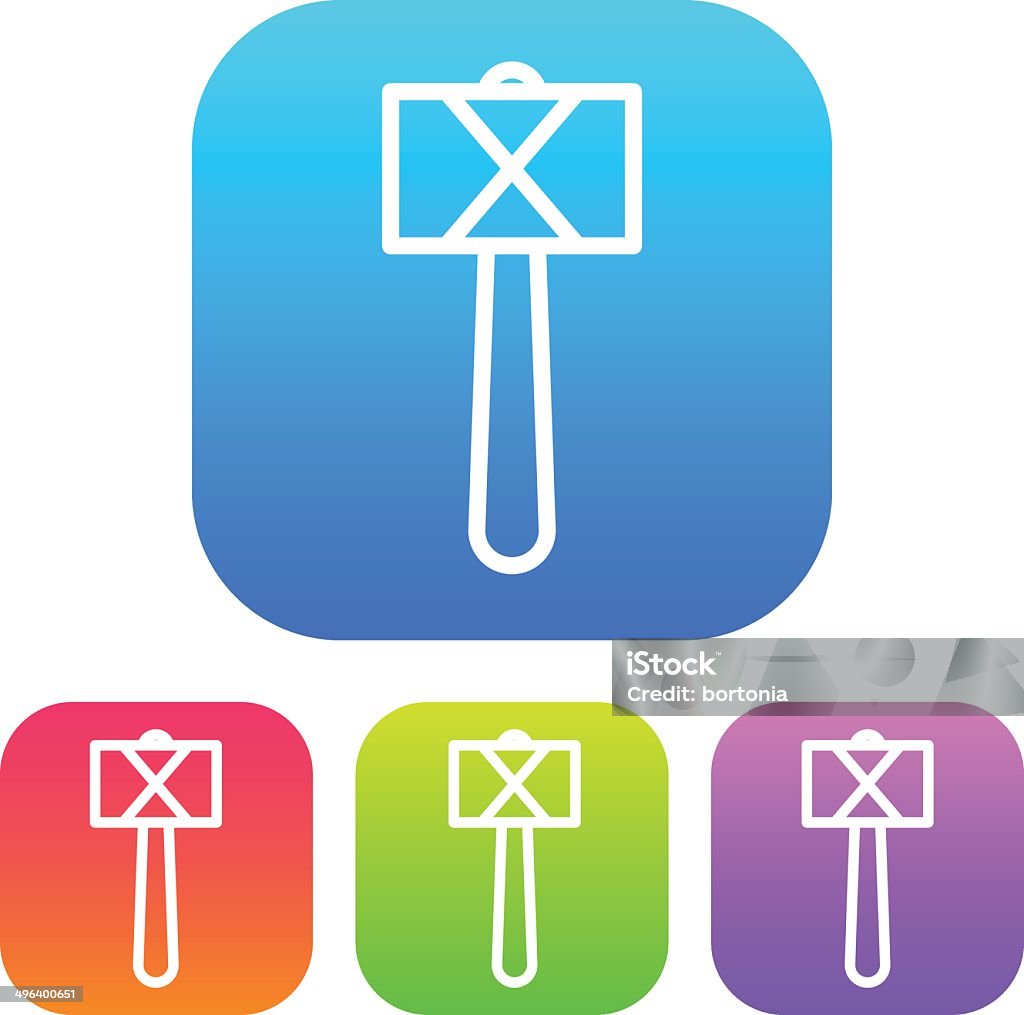 Superlight Interface Hammer Icon A super lightweight iOS7-style interface icon reversed on four different colored round corner squares: Blue, orange, green and purple. Line weights are super thin and modern. No transparencies were used. Blue stock vector