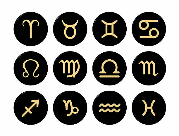 Zodiac Golden signs of the zodiac on white background number 12 photos stock illustrations