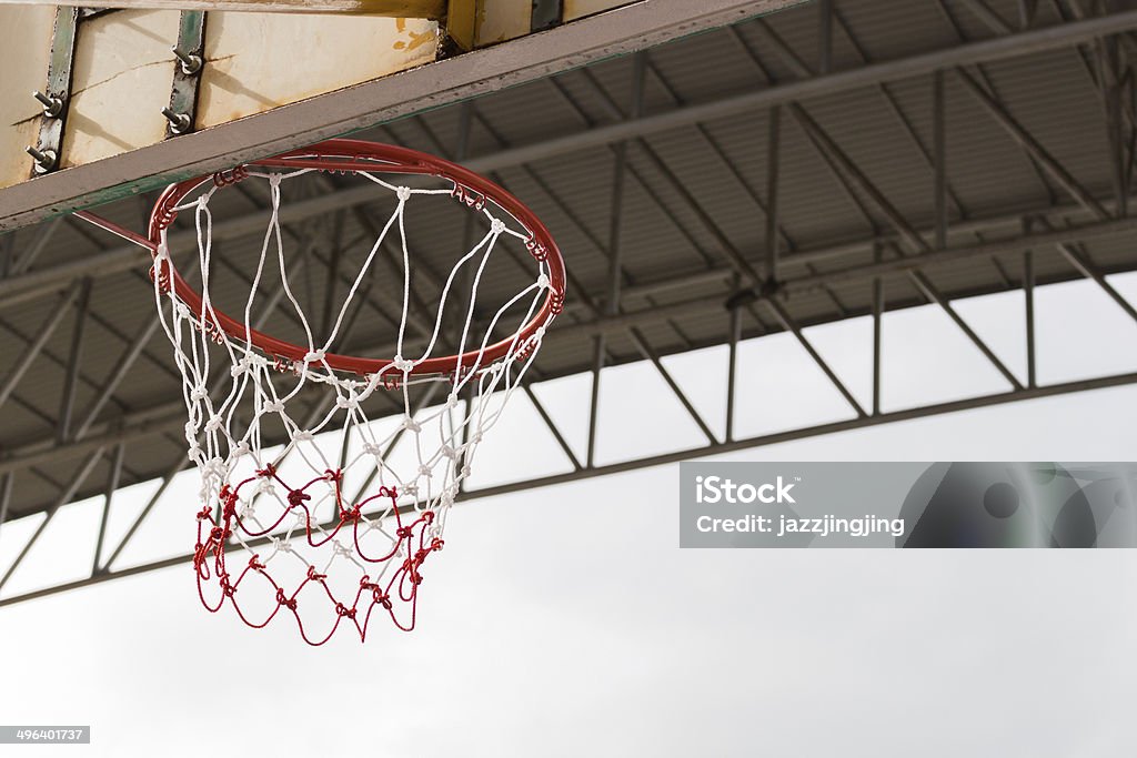 Basketball hoop a basket ball hoop in a school. Above Stock Photo