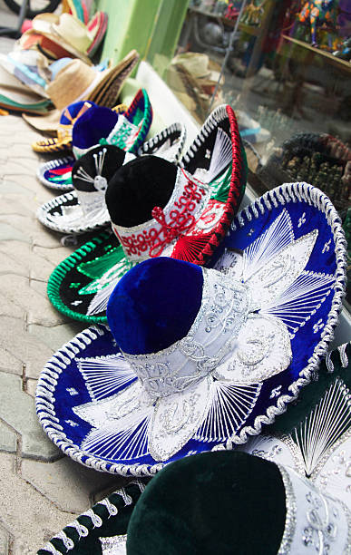 istock Colorful Mexican Sombrero Hat Retail Display 496402523
