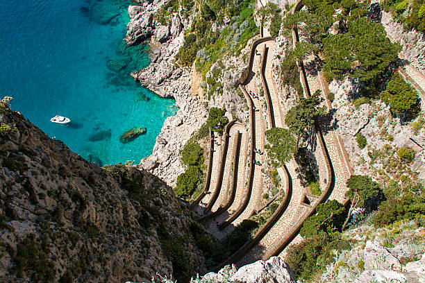 ilha de capri, via krupp - twisty - fotografias e filmes do acervo