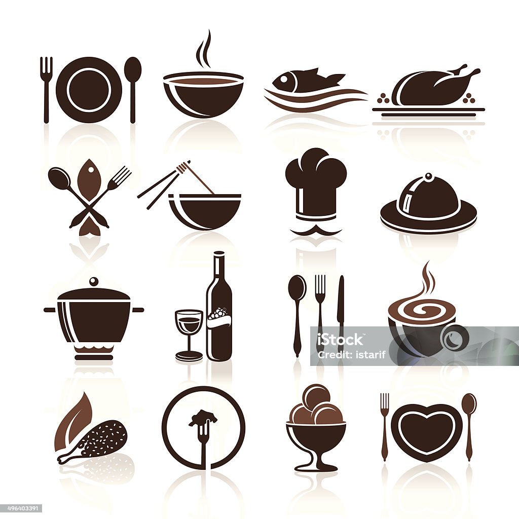 Кулинария и кухня Набор иконок - Векторная графика Тарелка для супа роялти-фри