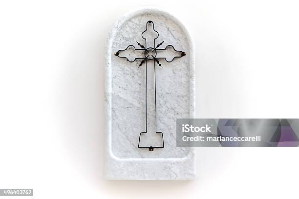 Cross Crafted Iron Of White Carrara Marble Religious Symbol Stock Photo - Download Image Now