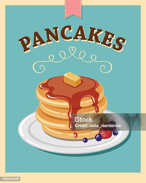 Pancakes Stockvectorkunst en meer beelden van Pannenkoek - Pannenkoek, Vectorafbeelding, Illustratie