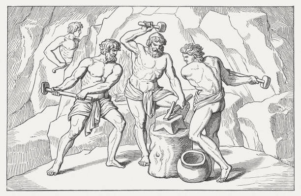 istock The Forge of Vulcan, Greek mythology, wood engraving, published 1883 496406598