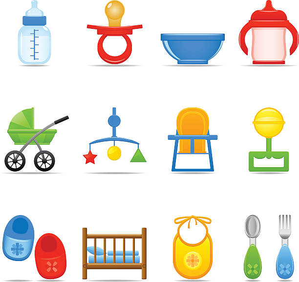 Icon Set Baby Care Vector illustration with baby care icons clip art of a forks stock illustrations
