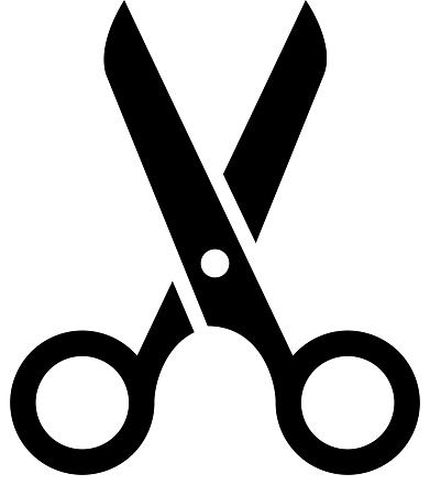 Black scissors icon isolated on white