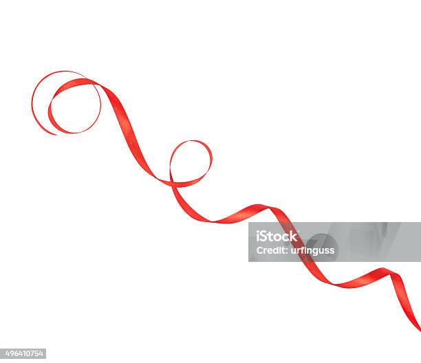 Curled Red Satin Ribbon Stock Photo - Download Image Now - Ribbon - Sewing  Item, Red, Thin - iStock