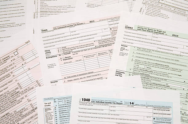 istock Tax Form 1040, close-up 496410844