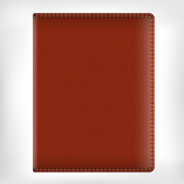 현실적일 벡터 가죽 일기가 책표지 - note pad leather diary book stock illustrations