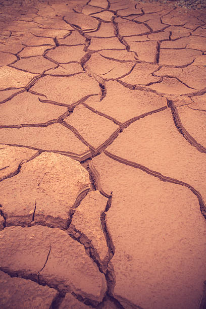 istock Dry cracked earth texture vintage color 496413528