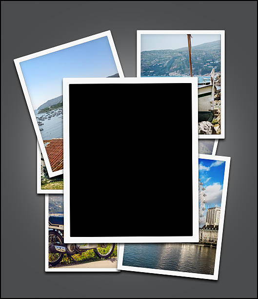istock Empty photo frame,  travel photos background - clipping path 496416396