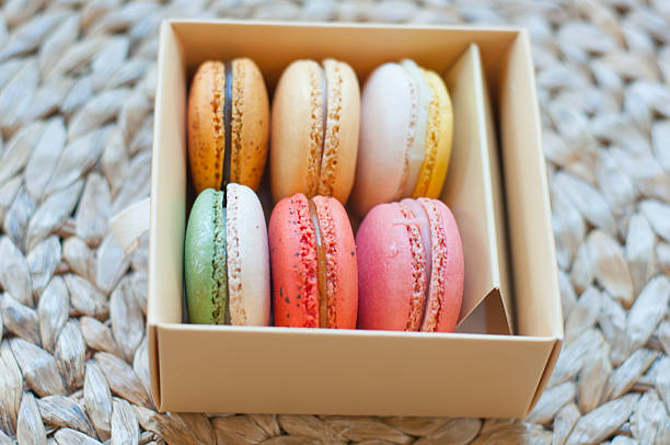 istock multicolored macaroon in the cardboard box with the top view 496416984
