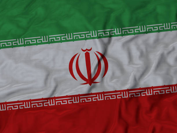 istock Close up of Ruffled Iran flag 496417580