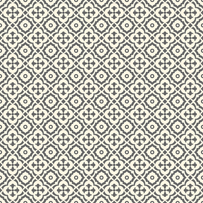 Floor tiles - seamless vintage pattern with quatrefoils. Seamless vector background. Plain colors - easy to recolor.