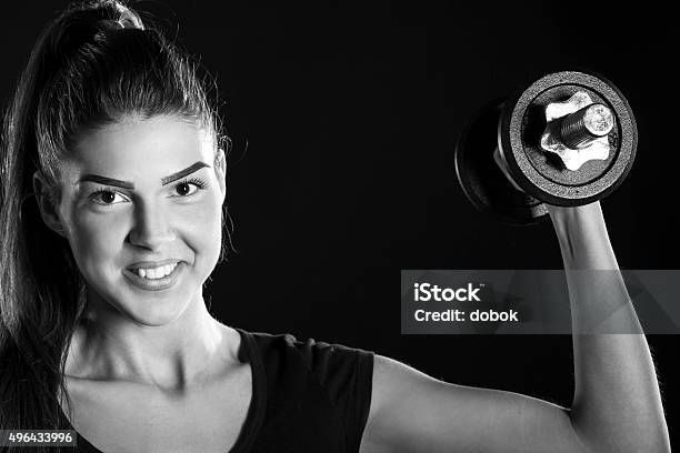 Portrait Abaout A Beautiful Fitness Woman Black And White Stock Photo - Download Image Now