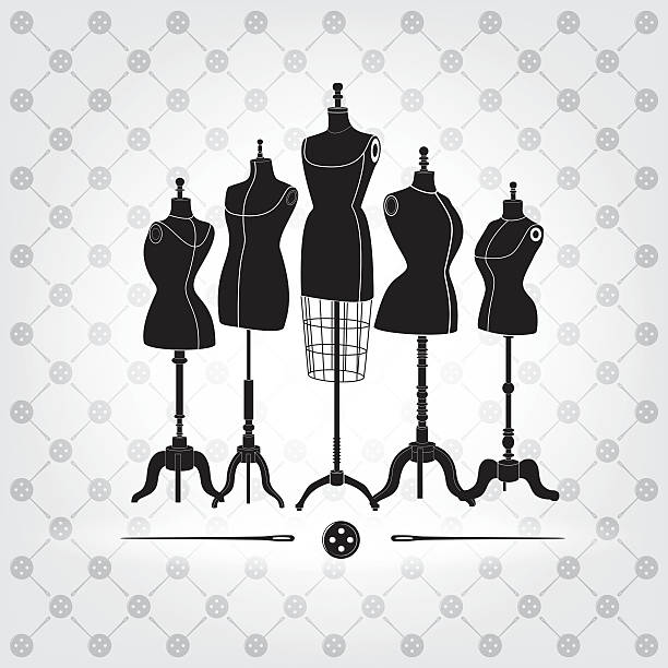 schwarz und weiß das alltagsleben - tailor fashion designer sewing fashion stock-grafiken, -clipart, -cartoons und -symbole