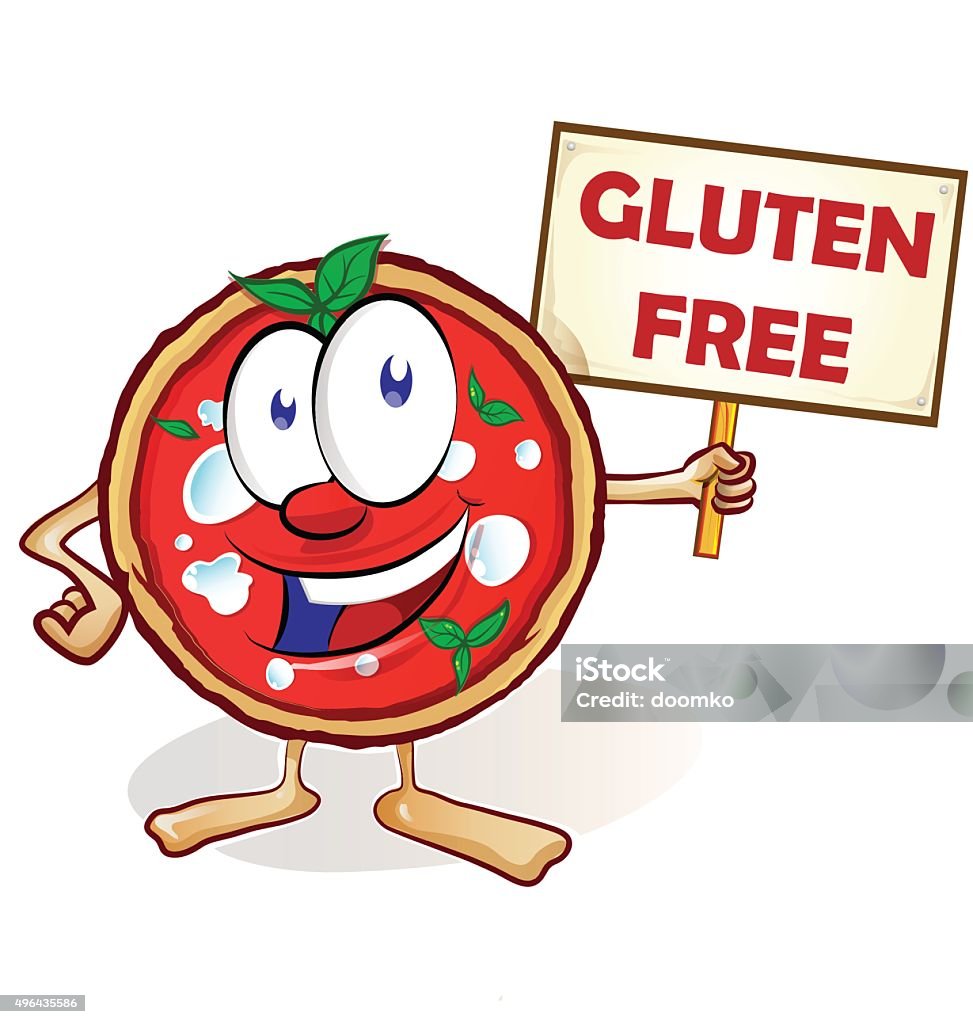 Fun Pizza Cartoon With Gluten Free Signboard Stock Illustration - Download  Image Now - Art, Art And Craft, Cartoon - iStock