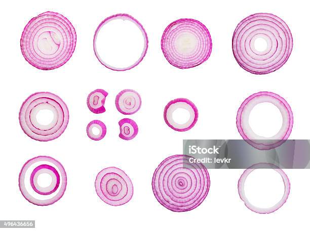 Sliced Red Onions Stock Photo - Download Image Now - Onion, Slice of Food, Cut Out
